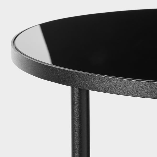ÄSPERÖD side table, black/glass black, 45 cm