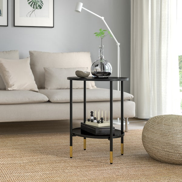 ÄSPERÖD - Side table, black/glass black, 45 cm