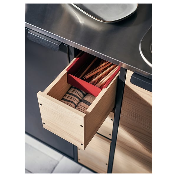 ÄSPINGE kitchenette, black/ash, 120x60x202 cm