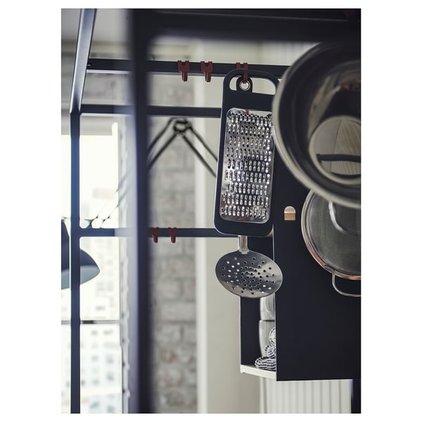 ÄSPINGE - One-piece kitchen, black/ash, 120x60x202 cm