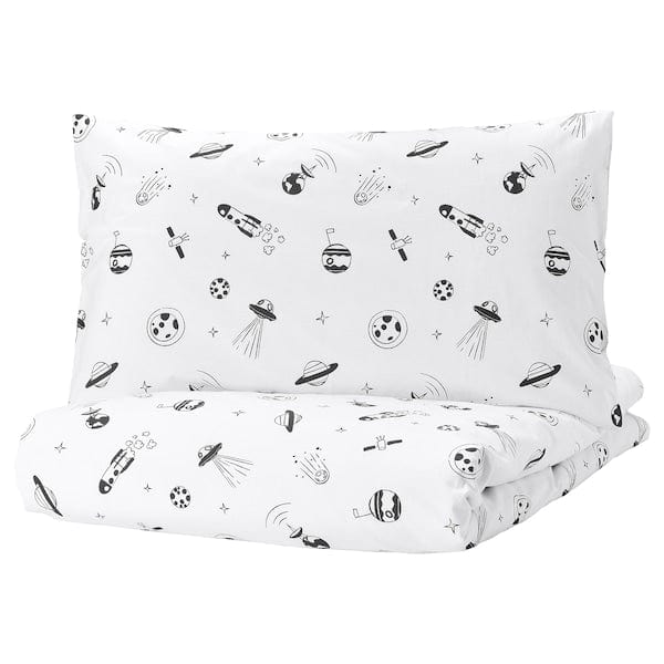 Ikea AFTONSPARV - Duvet cover and pillowcase, space white/black, 150x200/50x80 cm