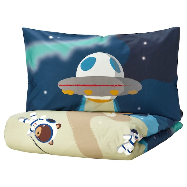 AFTONSPARV - Duvet cover and pillowcase, space/blue, 150x200/50x80 cm