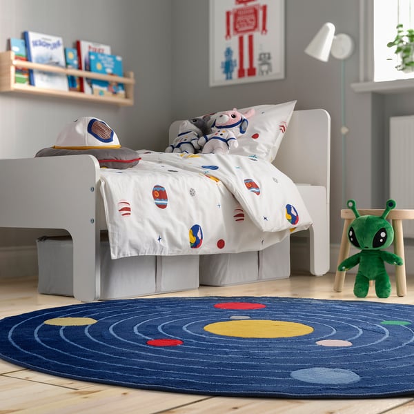 AFTONSPARV duvet cover and pillowcase, space/multicolour, 150x200/50x80 cm