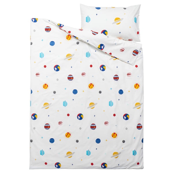 AFTONSPARV duvet cover and pillowcase, space/multicolour, 150x200/50x80 cm