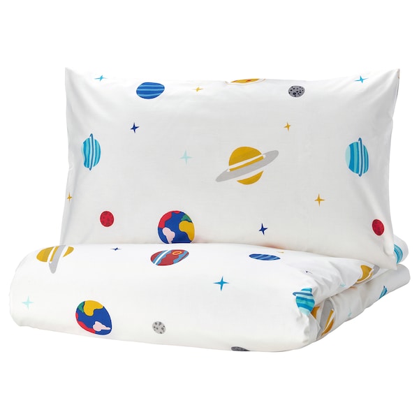 AFTONSPARV - Duvet cover and pillowcase, space/multicolour, 150x200/50x80 cm