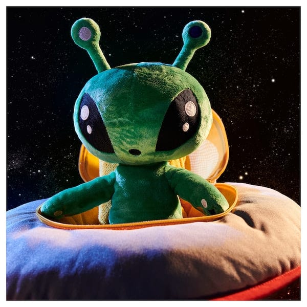 AFTONSPARV - Soft toy, alien/green, 34 cm