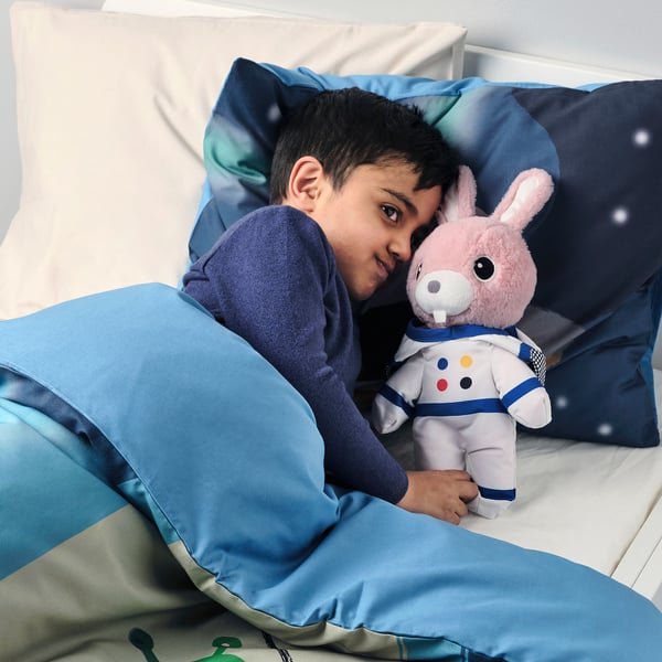 AFTONSPARV soft toy with astronaut suit, rabbit, 28 cm