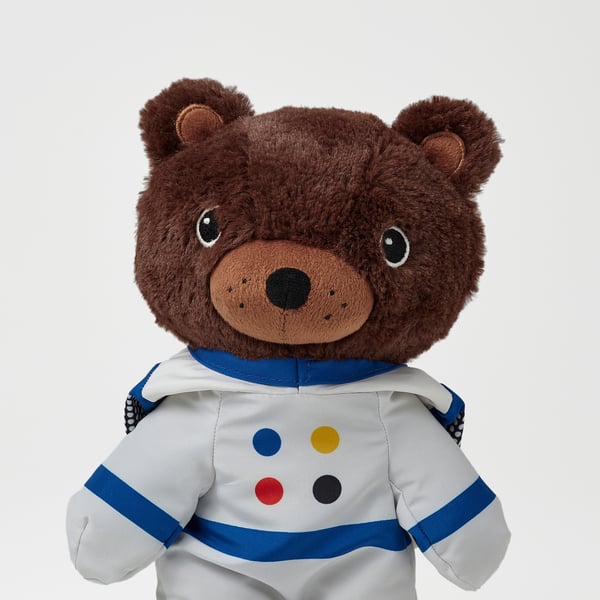 AFTONSPARV soft toy with astronaut suit, bear, 28 cm