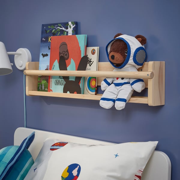 AFTONSPARV soft toy with astronaut suit, bear, 28 cm