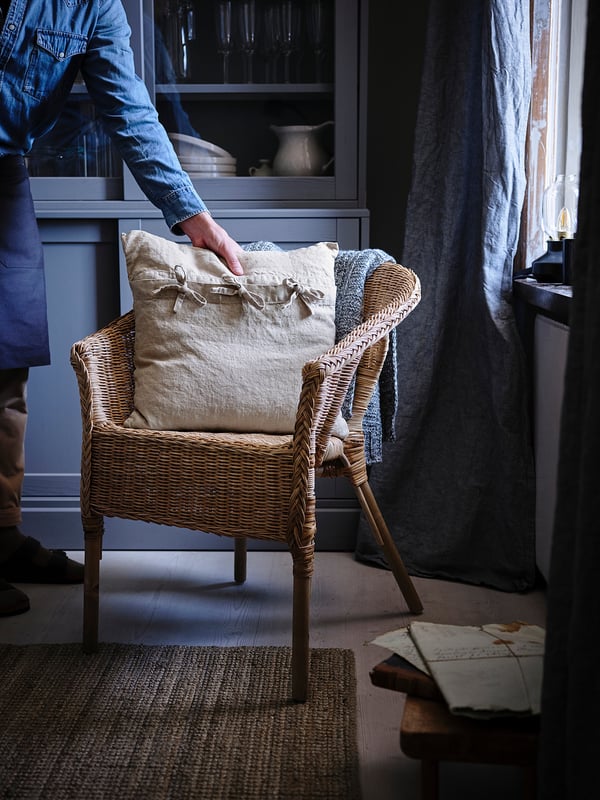 AGEN chair, rattan/bamboo, 58x79x56 cm