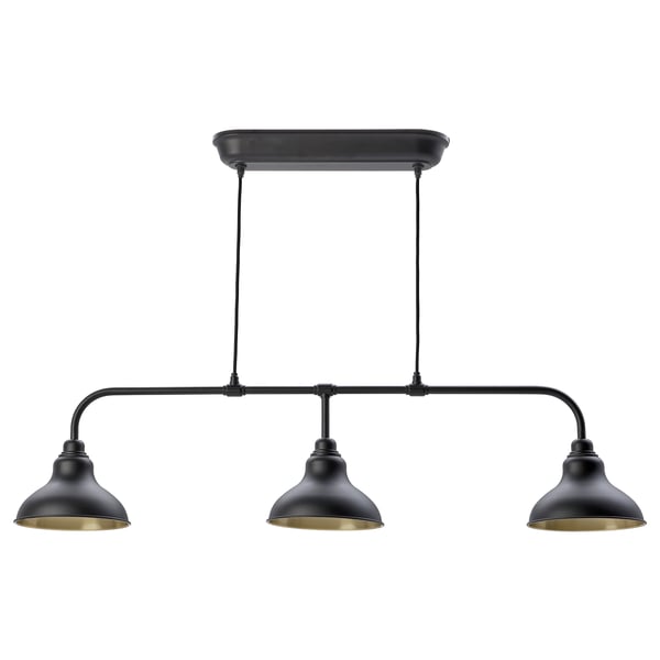 AGUNNARYD pendant lamp with 3 lamps, black, 122 cm