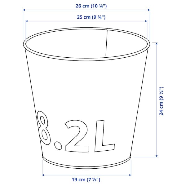 Ikea ÅKERBÄR - Plant pot, in/outdoor/galvanised, 24 cm
