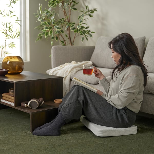 ÅKERVINDEFLY - Chair cushion, beige, , 39/35x37x5 cm