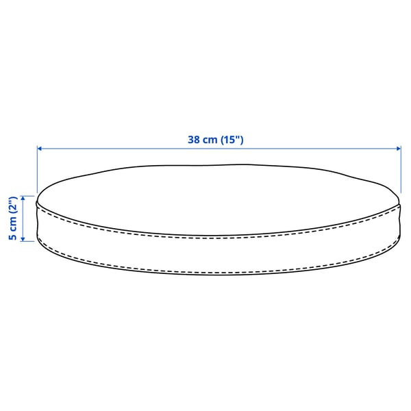 ÅKERVINDEFLY chair pad, dark grey, 38 cm