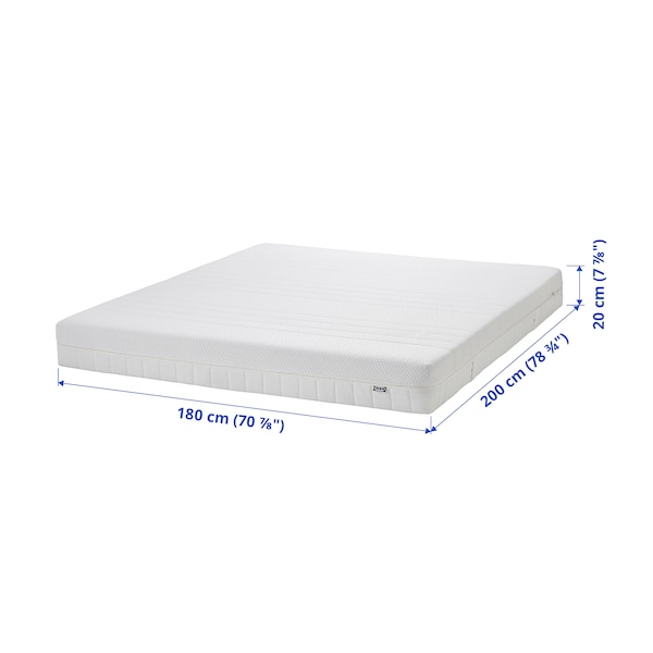 ÅKREHAMN Foam mattress, rigid, white , 180x200 cm