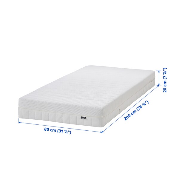 ÅKREHAMN Foam mattress medium firm/white 80x200 cm , 80x200 cm