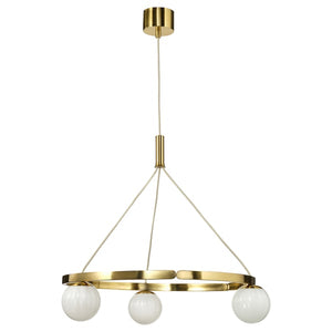 AKTERSPRING pendant lamp, opal white glass/brass-plated, 73 cm