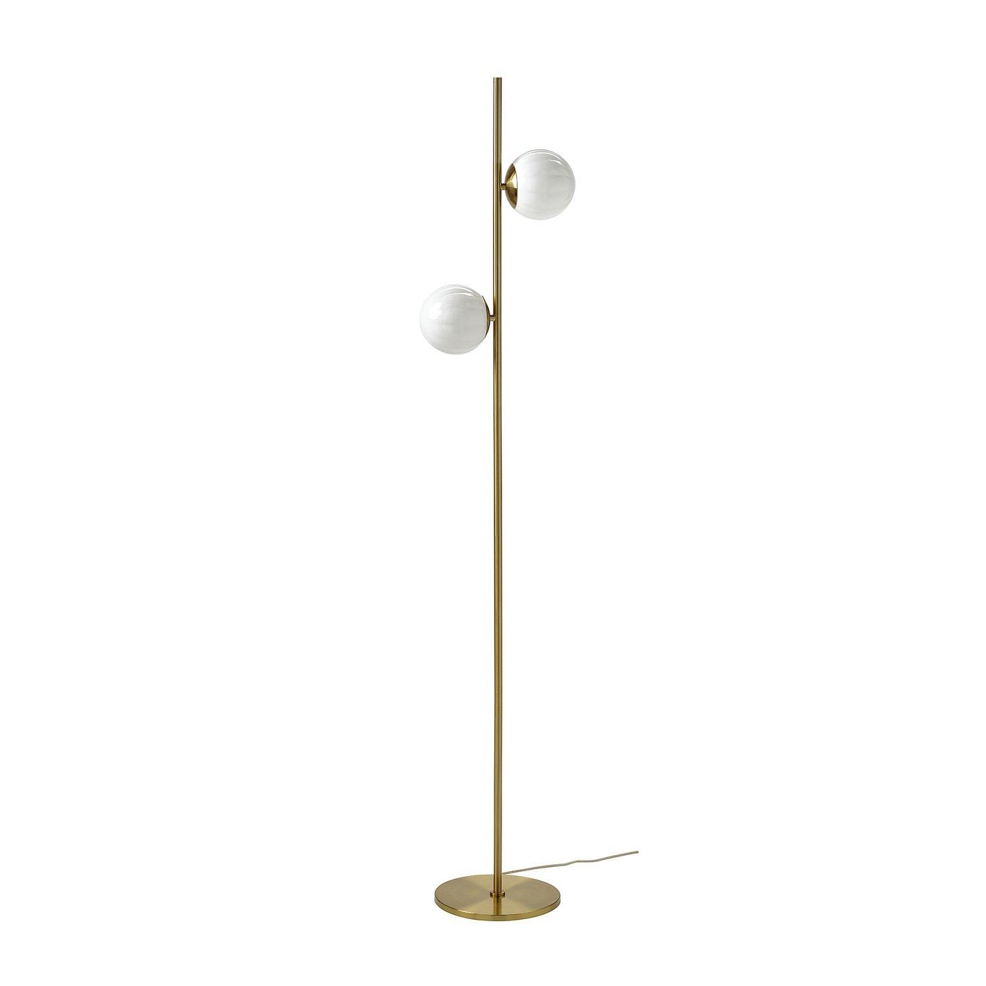 AKTERSPRING floor lamp, opal white glass/brass-plated, 162 cm