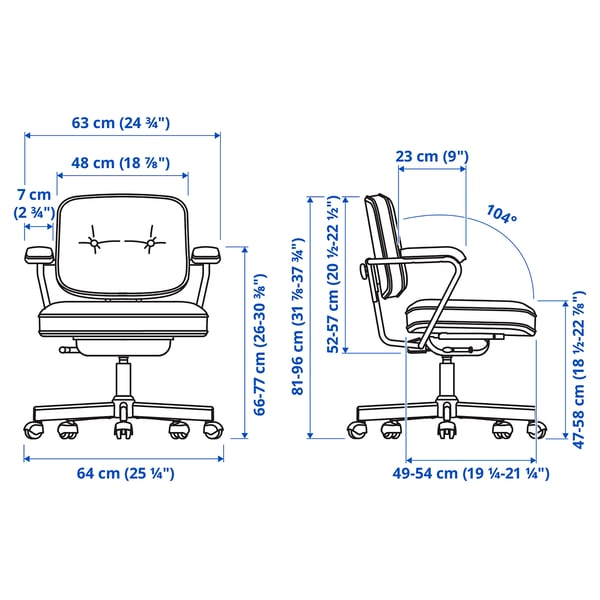 ALEFJÄLL office chair, Glose black, 64 cm