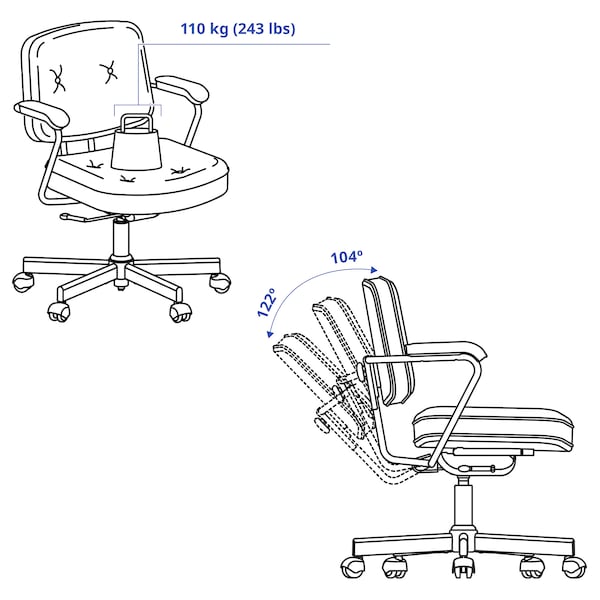 ALEFJÄLL office chair, Glose black, 64 cm