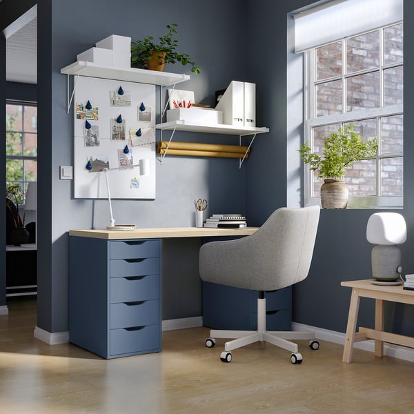 ALEX - Chest of drawers, blue-black,36x70 cm