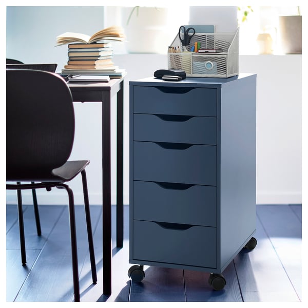 ALEX - Chest of drawers, blue-black,36x70 cm