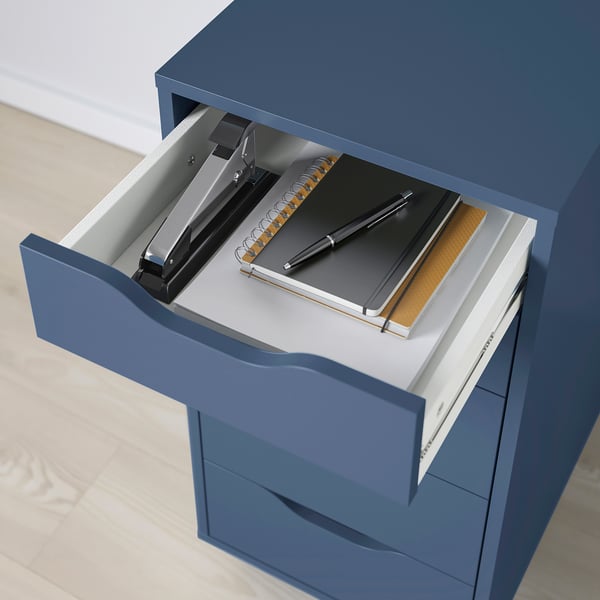 ALEX - Chest of drawers, blue-black,36x70 cm