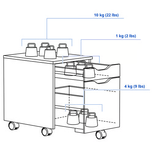ALEX drawer unit, black-blue, 36x50 cm