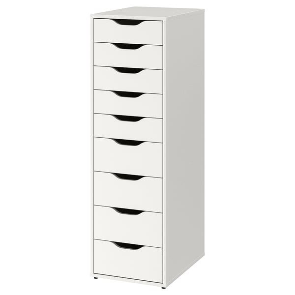 ALEX drawer unit with 9 drawers, white, 36x116 cm