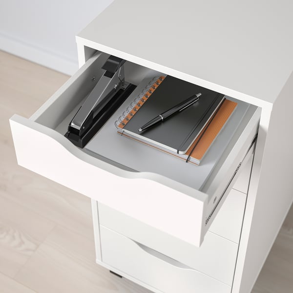 ALEX drawer unit on castors, white/black, 36x76 cm