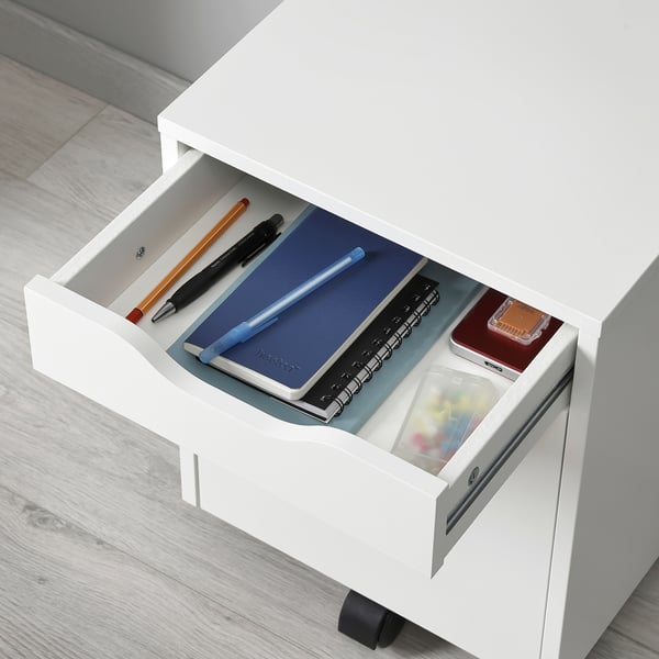 ALEX drawer unit on castors, white/black, 36x50 cm