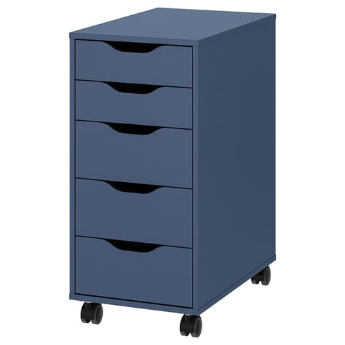 ALEX - Drawer unit with castors, blue-black,36x76 cm