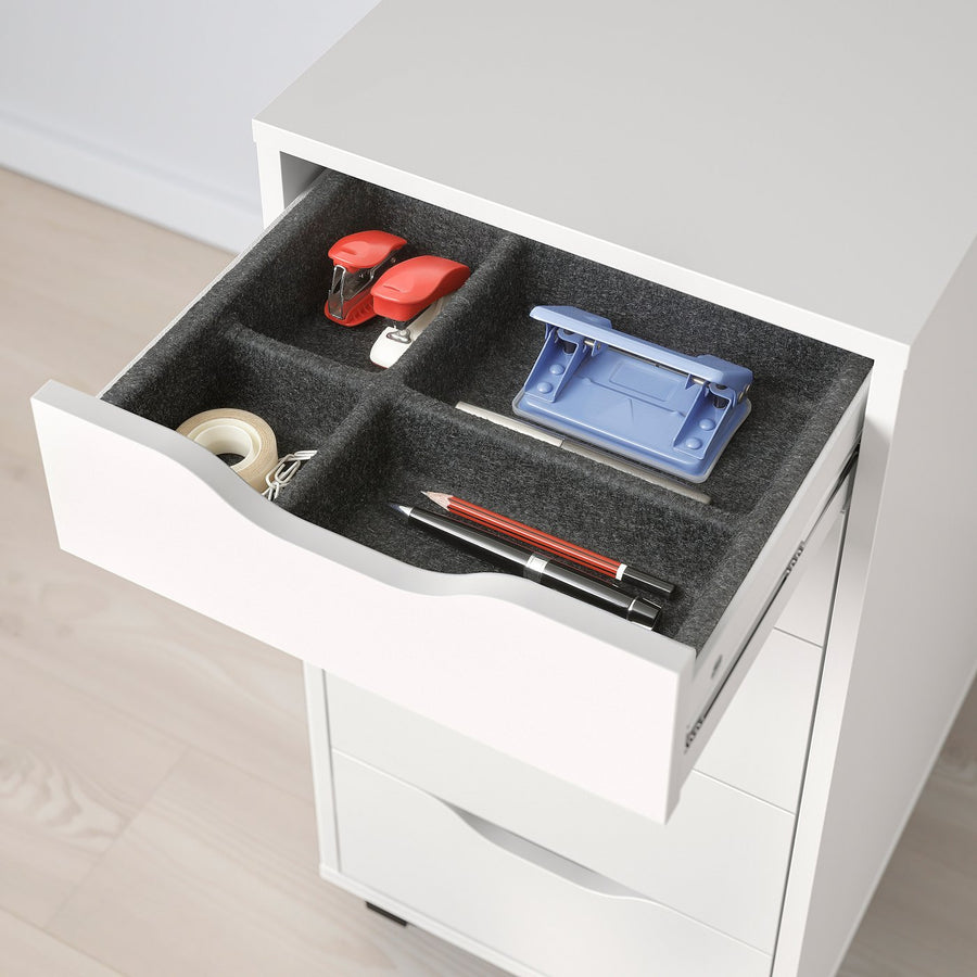 ALEX drawer unit on castors, with insert white/black, 36x76x58 cm