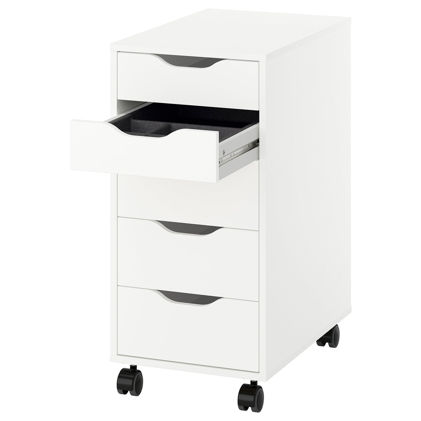 ALEX drawer unit on castors, with insert white/black, 36x76 cm