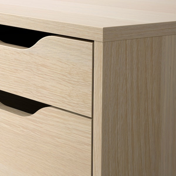 ALEX drawer unit on castors, white stained oak effect/black, 36x50 cm