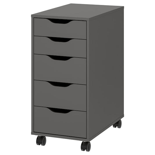 ALEX - Drawer unit on castors, dark grey/black, 36x76 cm