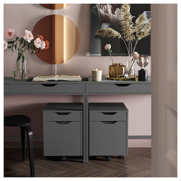 ALEX drawer unit on castors, dark grey/black, 36x50 cm