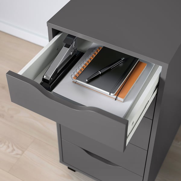 ALEX - Drawer unit on castors, dark grey/black, 36x76 cm