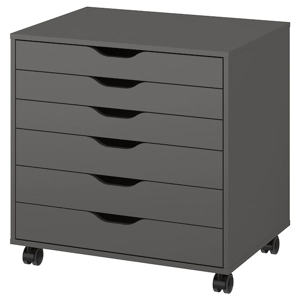 ALEX - Chest of drawers with casters, dark gray,67x66 cm