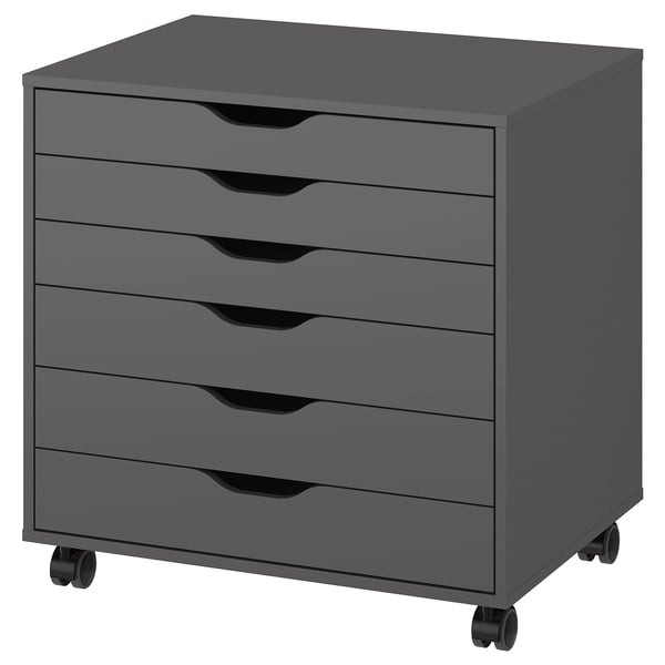 ALEX drawer unit on castors, dark grey, 67x66 cm