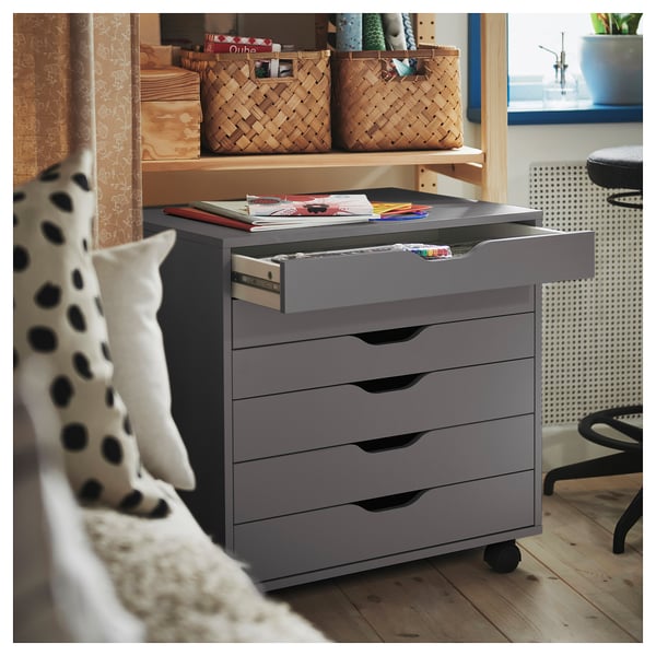 ALEX drawer unit on castors, dark grey, 67x66 cm