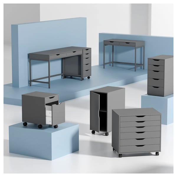 ALEX - Drawer unit on castors, dark grey, 67x66 cm