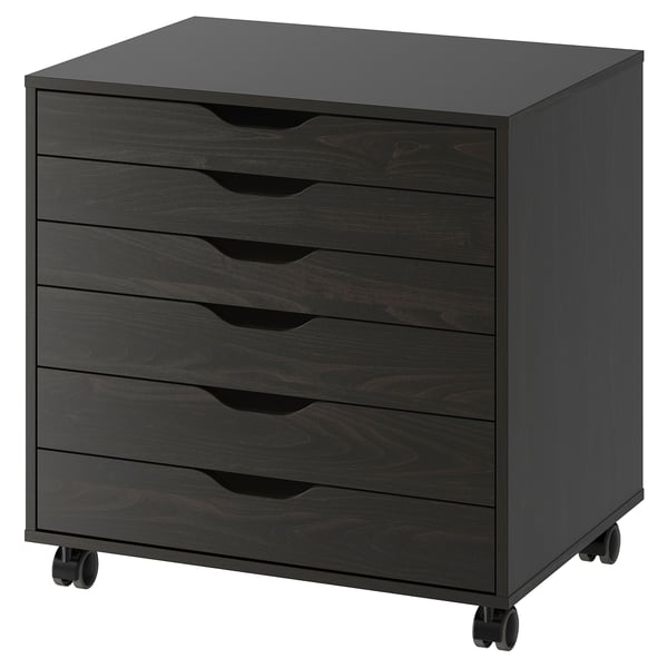 ALEX drawer unit on castors, black-brown, 67x66 cm