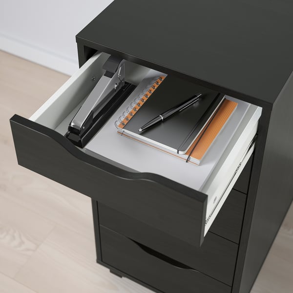 ALEX drawer unit on castors, black-brown, 36x76 cm