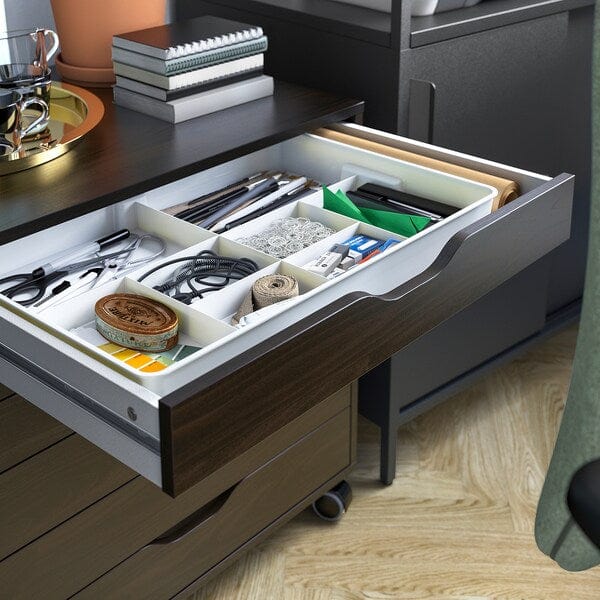 Ikea ALEX Chest of drawers with castors - black-brown 67x66 cm , 67x66 cm