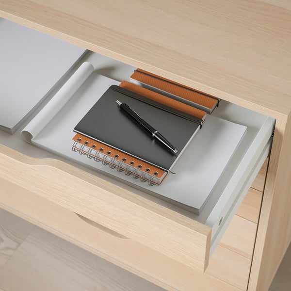 ALEX drawer unit on castors, white stained/oak effect, 67x66 cm