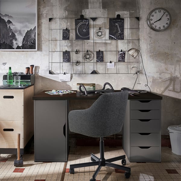 ALEX drawer unit, dark grey, 36x70 cm
