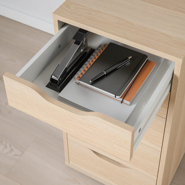 ALEX drawer unit, white stained/oak effect, 36x70 cm