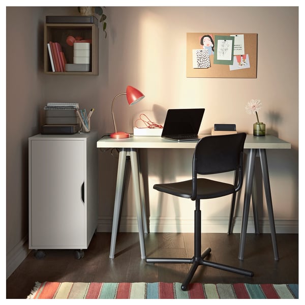 ALEX - Storage unit on castors, white/black, 36x76 cm