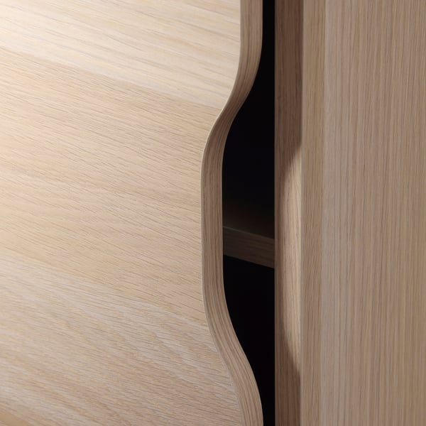 ALEX - Storage unit on castors, white stained oak effect/black, 36x76 cm